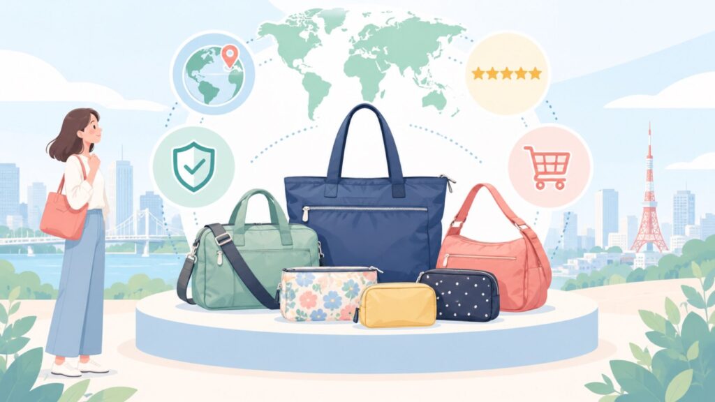 レスポートサックはどこの国？運営元と販売会社を整理の要点を表すイラスト