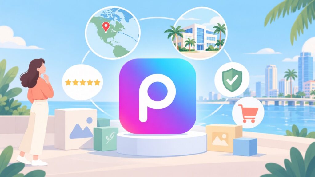 Picsartはどこの国？運営はアメリカのPicsArt, Inc.の要点を表すイラスト