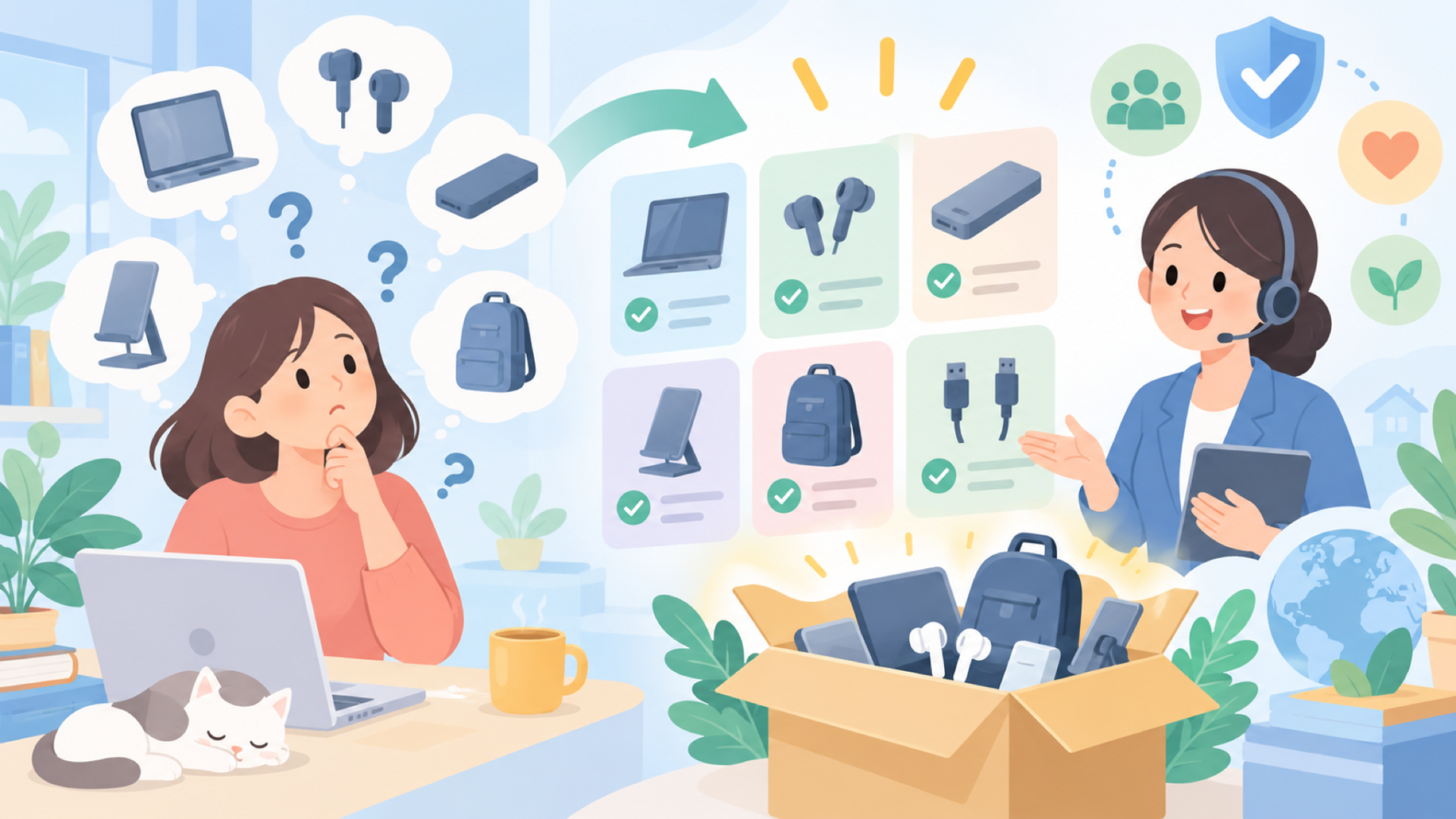 Qooseaはどんな商品を扱っているブランド?を表すイラスト