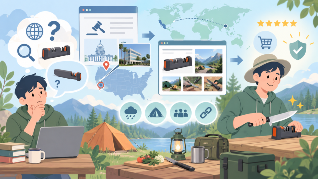 SHARPALはどこの国のブランド？商標記録と公式サイトで確かめた運営元の要点を表すイラスト