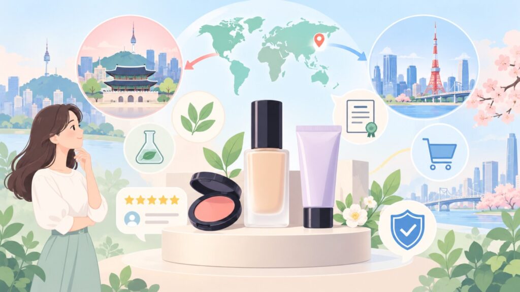VDLはどこの国のブランド？運営元は韓国のLG H&Hの要点を表すイラスト