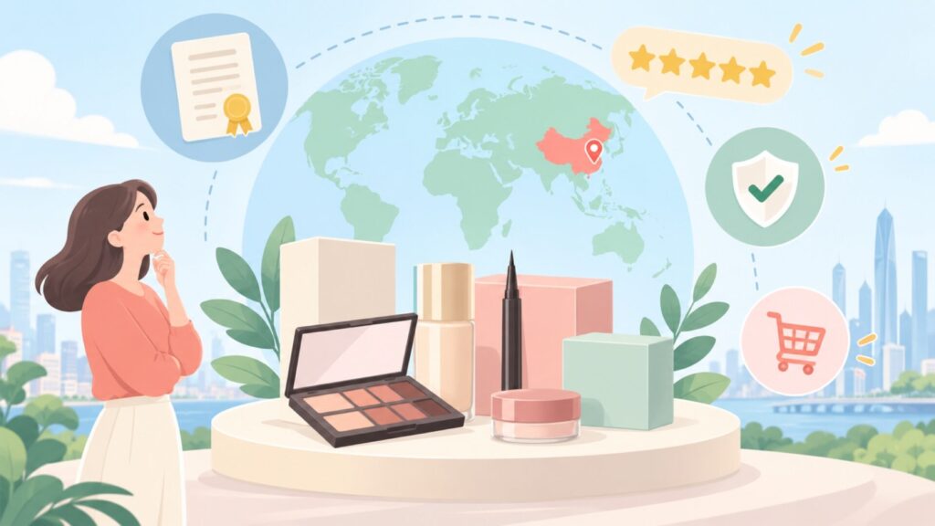 VEECCIはどこの国？商標の権利者は中国・深圳の会社の要点を表すイラスト